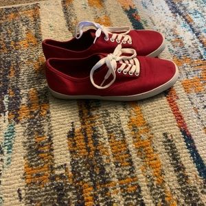 Red canvas shoes